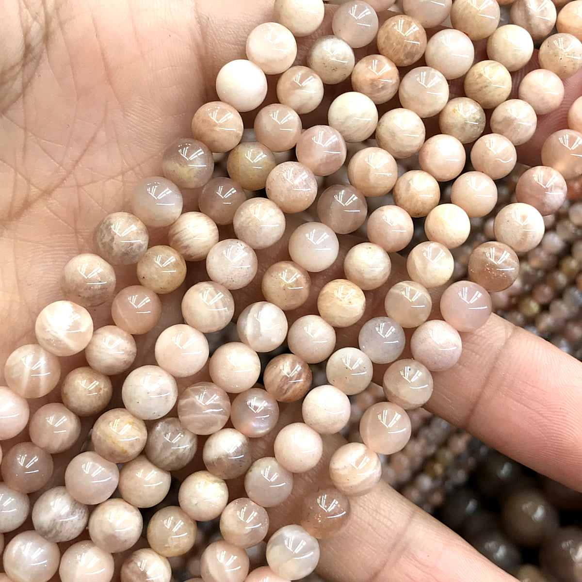 CSS36 Sunstone Beads Smooth Round 6mm 15" Strand