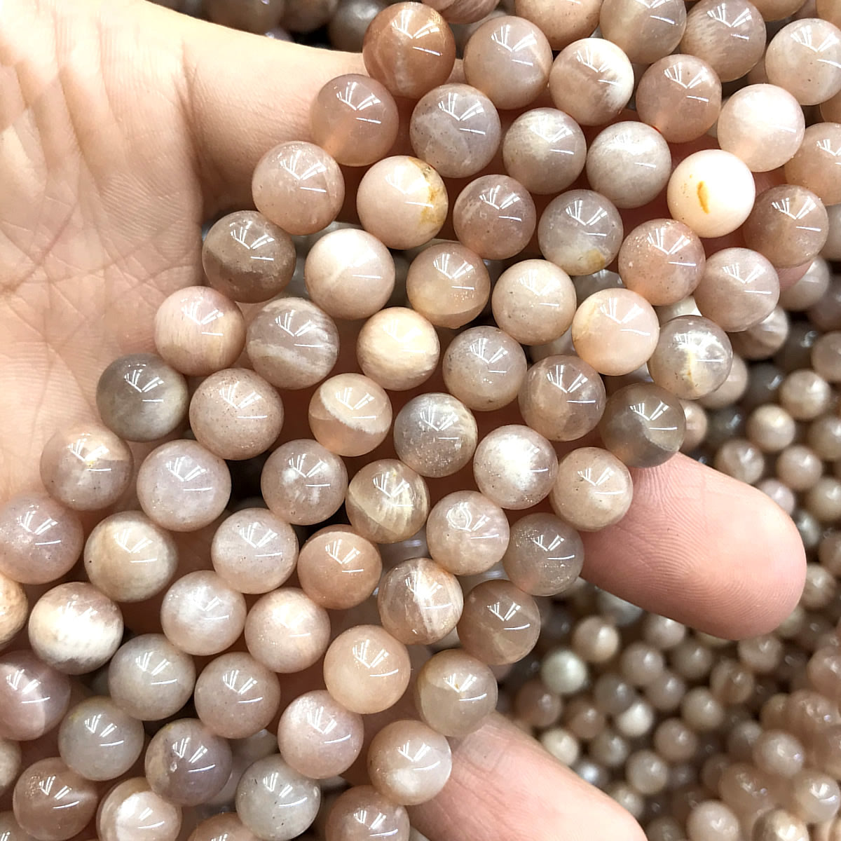 CSS37 Sunstone Beads Smooth Round 8mm 15" Strand
