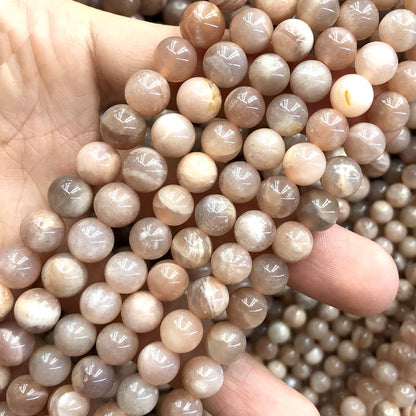 CSS37 Sunstone Beads Smooth Round 8mm 15" Strand
