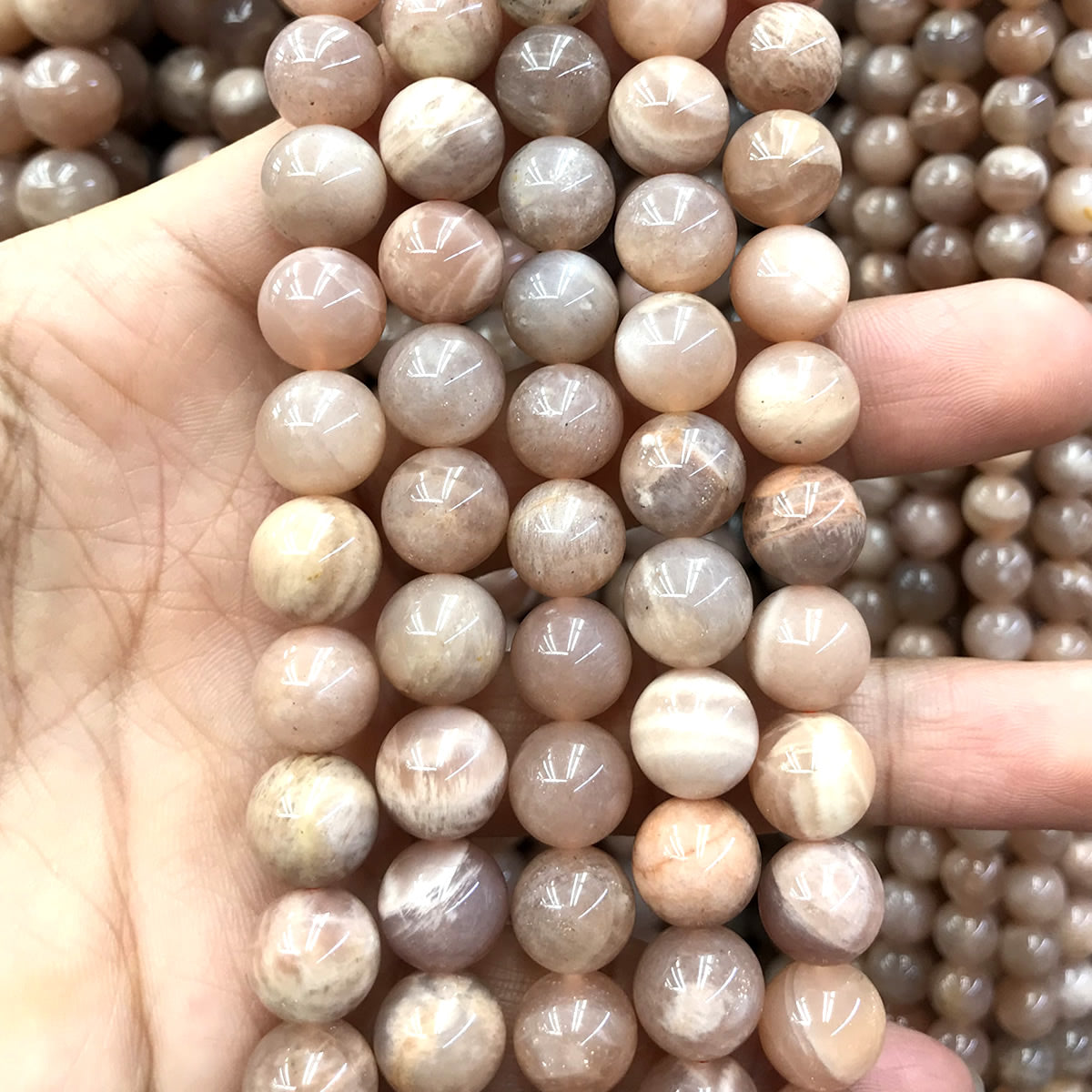 CSS38 Sunstone Beads Smooth Round 10mm 15" Strand