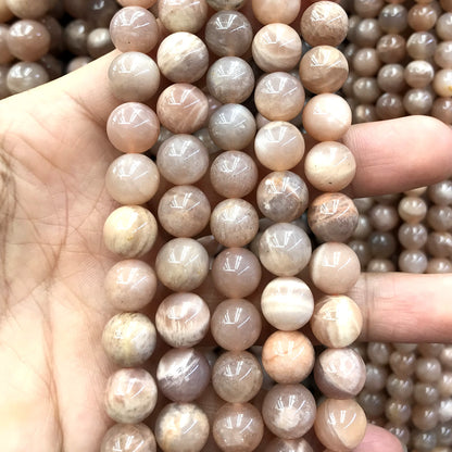 CSS38 Sunstone Beads Smooth Round 10mm 15" Strand