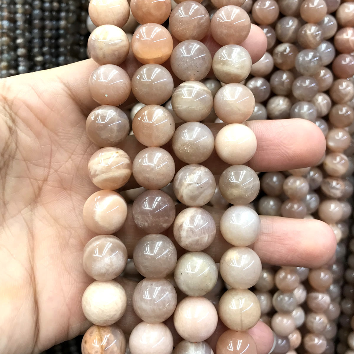 CSS39 Sunstone Beads Smooth Round 12mm 15" Strand