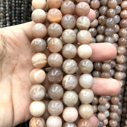 CSS39 Sunstone Beads Smooth Round 12mm 15" Strand