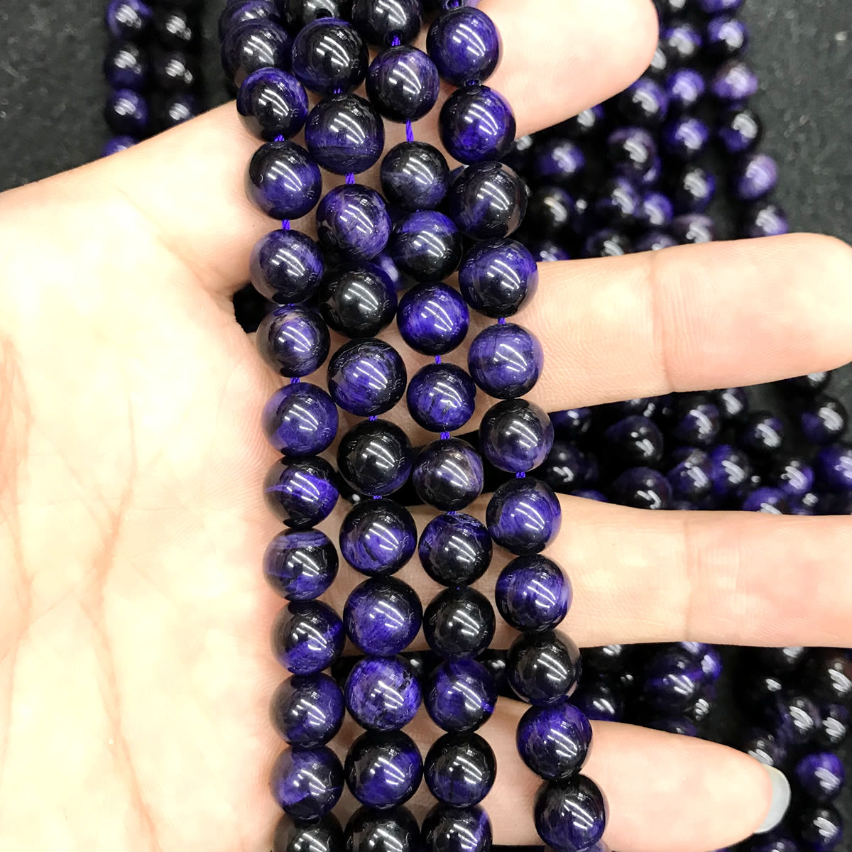 CTE146 Purple Tiger Eye Beads Smooth Round 6mm 15" Strand