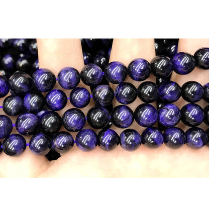 CTE148 Purple Tiger Eye Beads Smooth Round 10mm 15" Strand