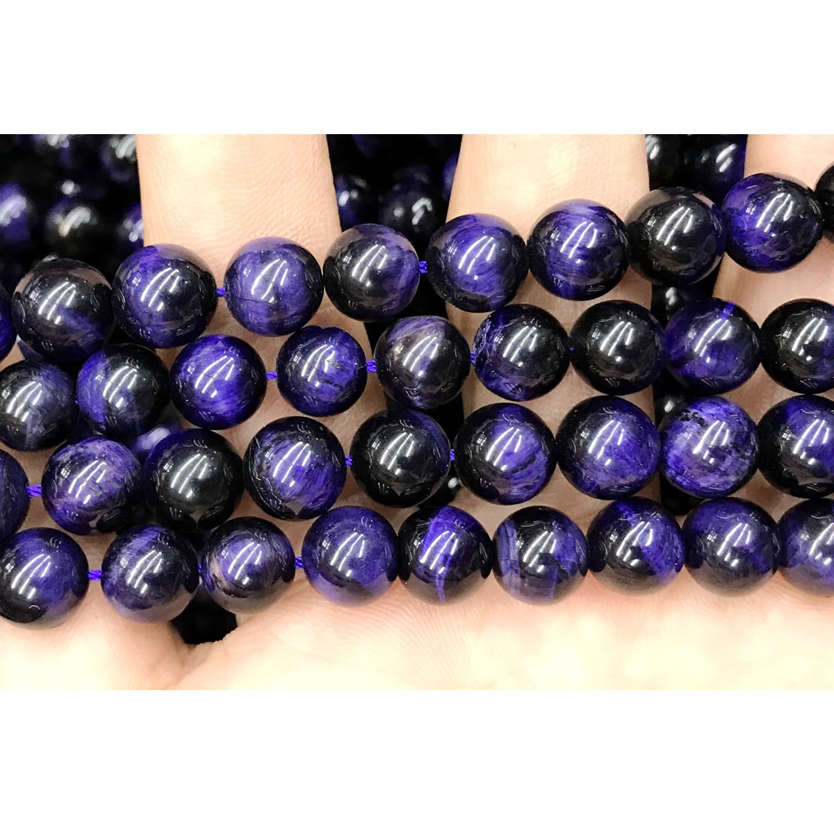 CTE150 Purple Tiger Eye Beads Smooth Round 14mm 15" Strand