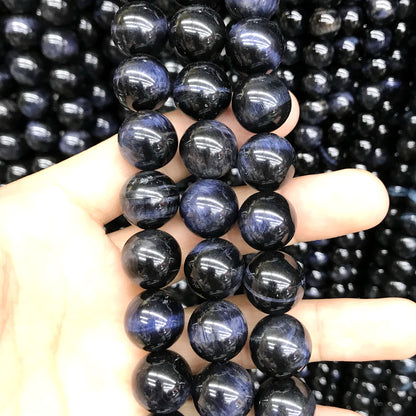 CTE160 Blue Tiger Eye Beads Smooth Round 14mm 15" Strand