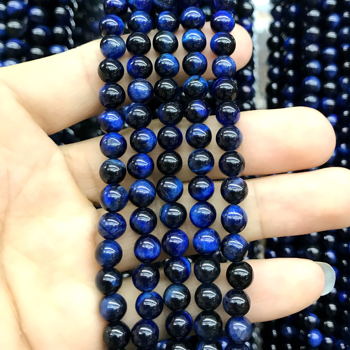 CTE165 Blue Tiger Eye Beads Smooth Round 4mm 15" Strand
