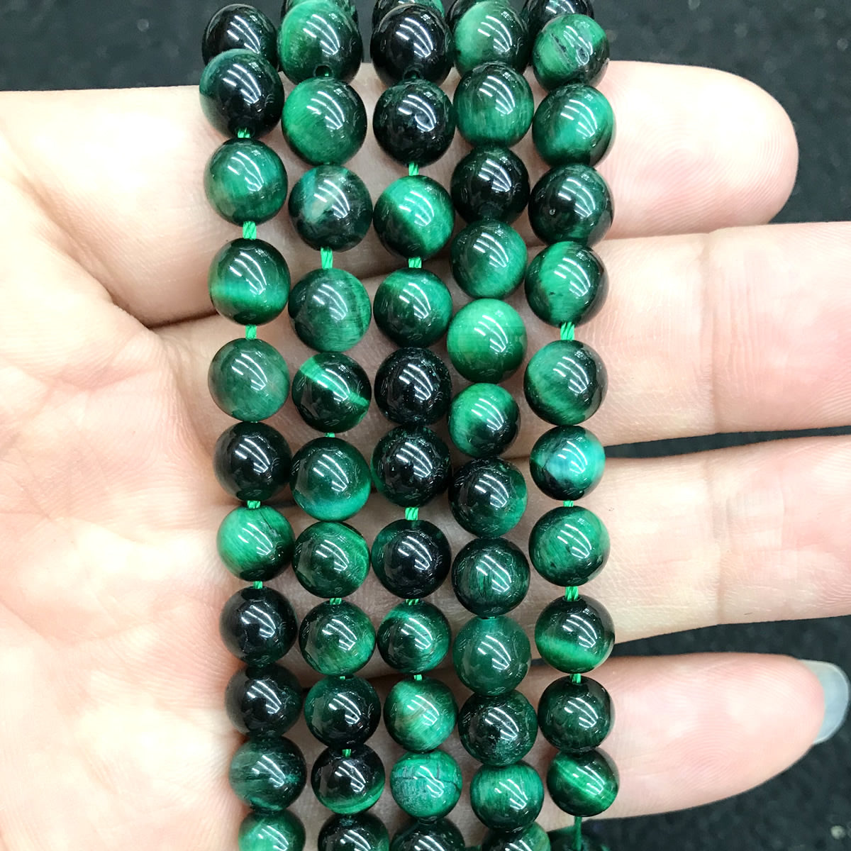 CTE176 Green Tiger Eye Beads Smooth Round 6mm 15" Strand