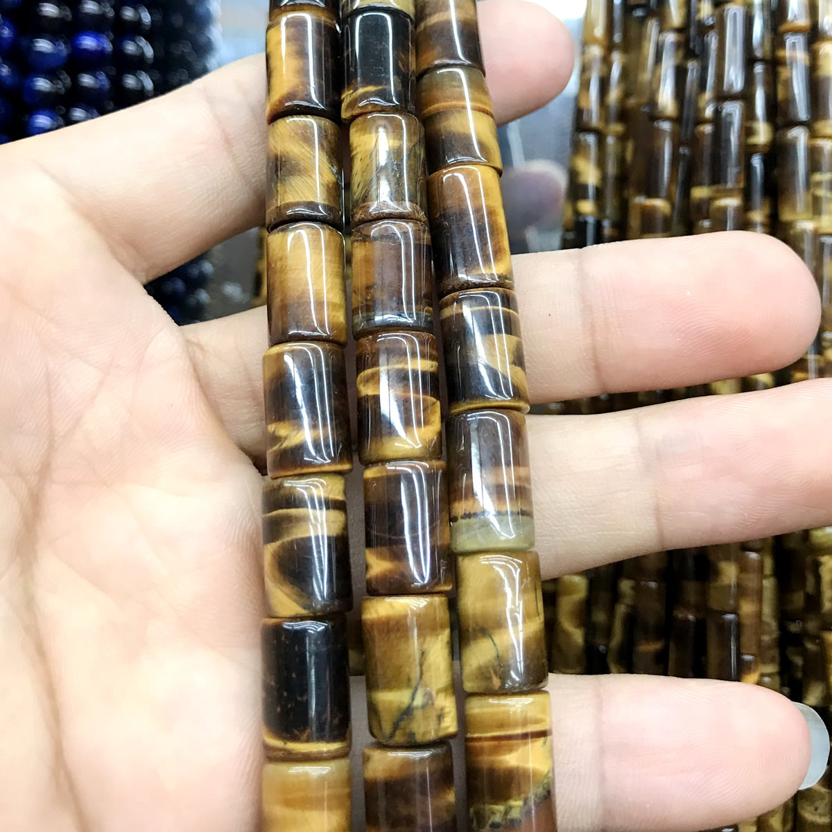 CTE187 Yellow Tiger Eye Beads Tube 8*12mm 15" Strand