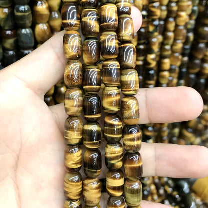 CTE190 Yellow Tiger Eye Beads Drum 8*12mm 15" Strand