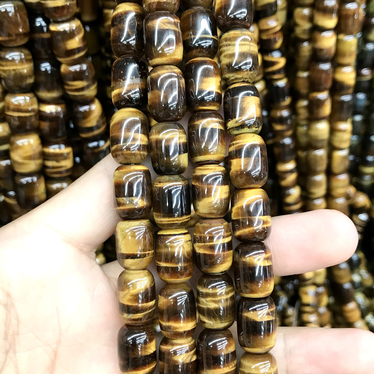 CTE191 Yellow Tiger Eye Beads Drum 10*14mm 15" Strand