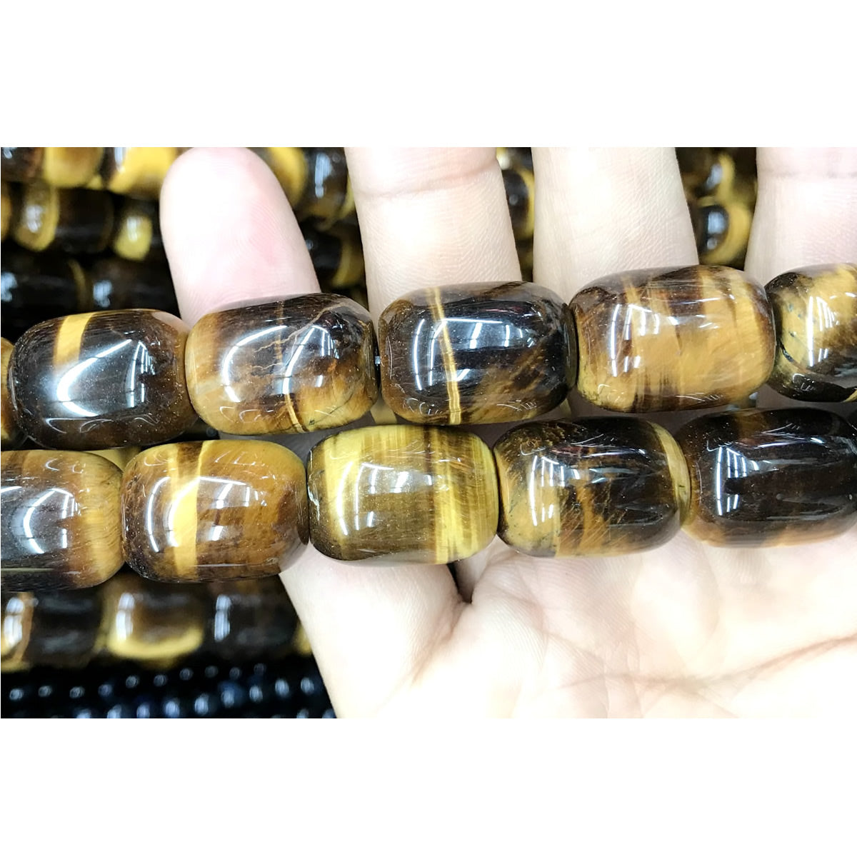 CTE194 Yellow Tiger Eye Beads Drum 15*20mm 15" Strand