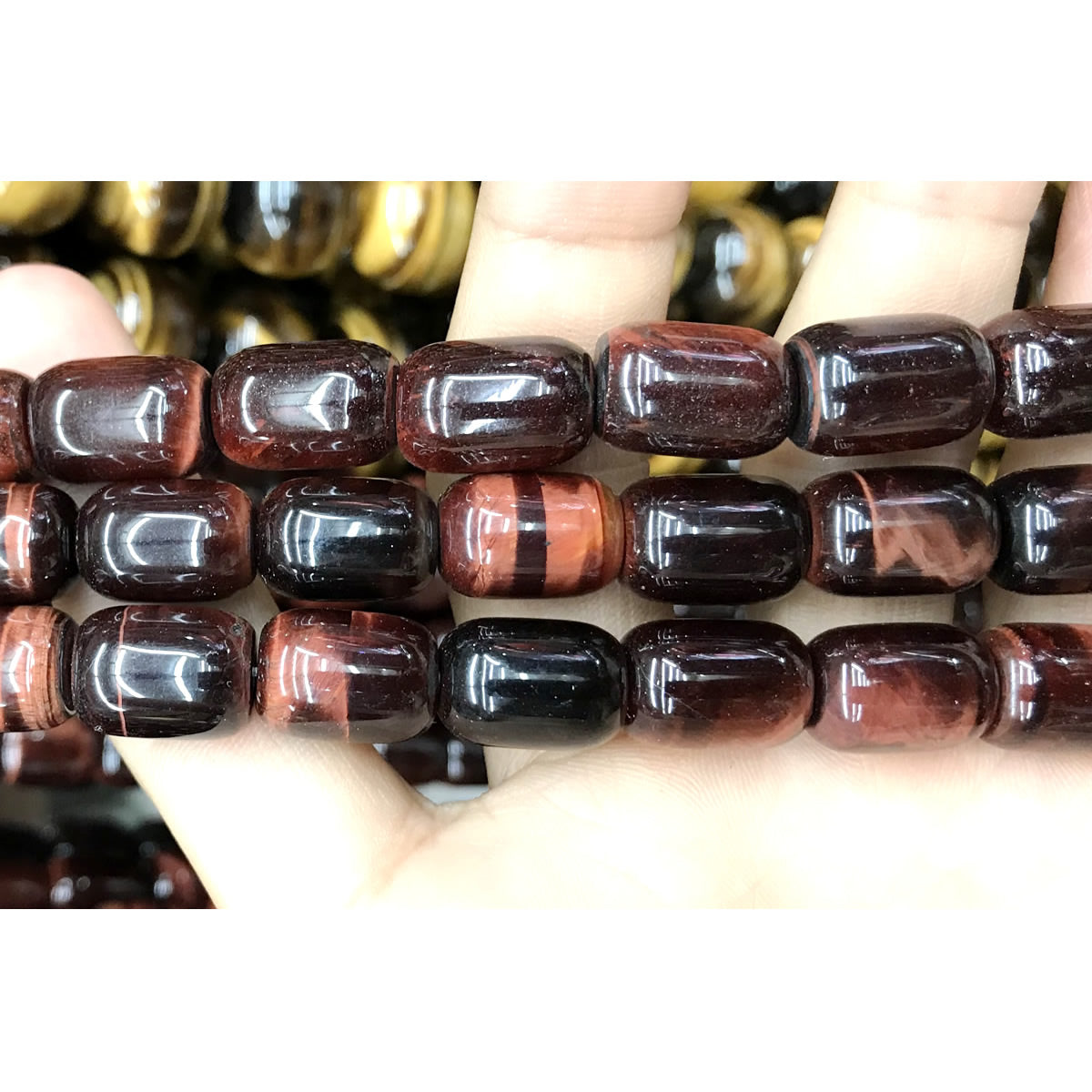 CTE199 Red Tiger Eye Beads Drum 10*14mm 15" Strand