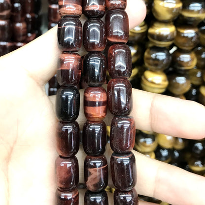 CTE199 Red Tiger Eye Beads Drum 10*14mm 15" Strand