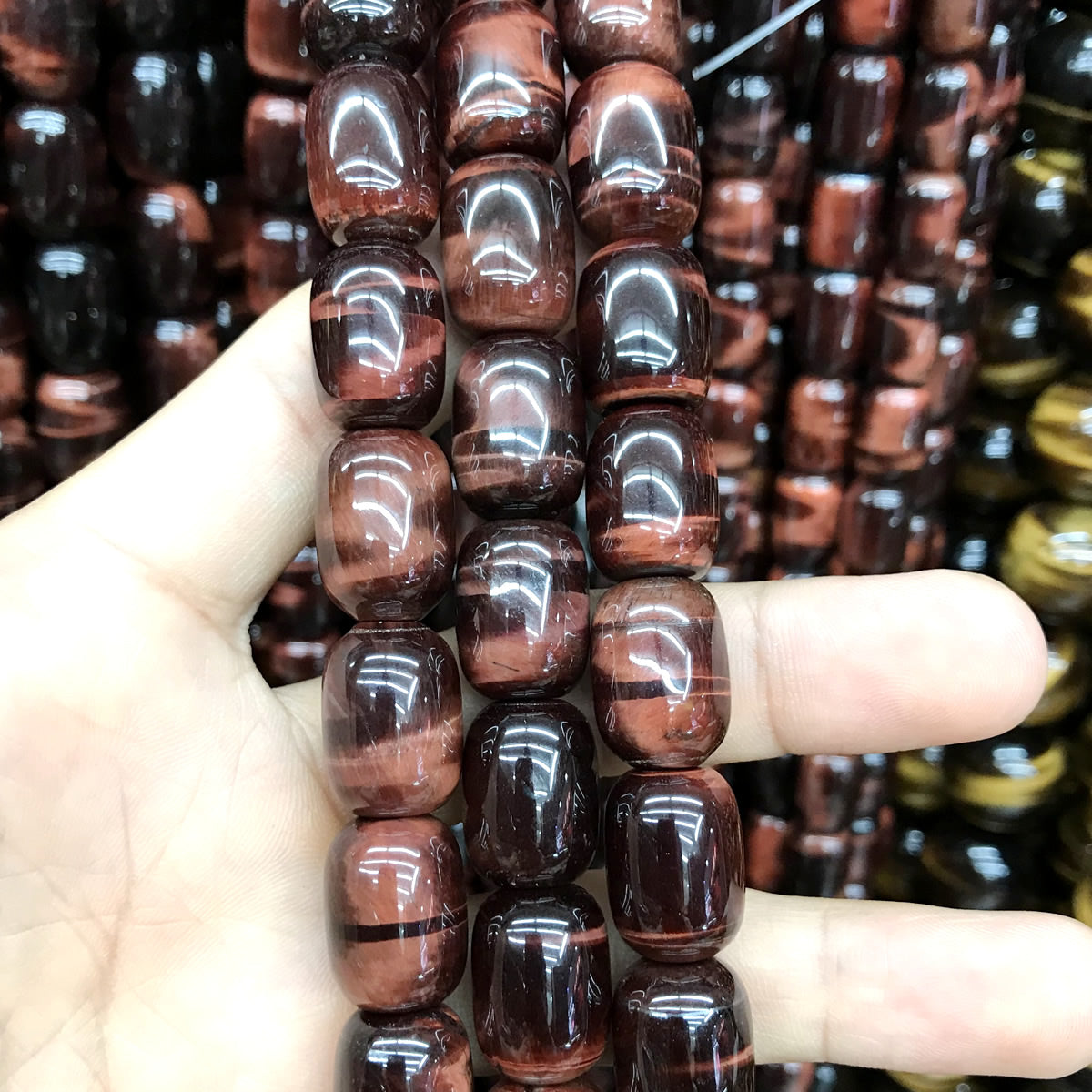 CTE200 Red Tiger Eye Beads Drum 12*16mm 15" Strand