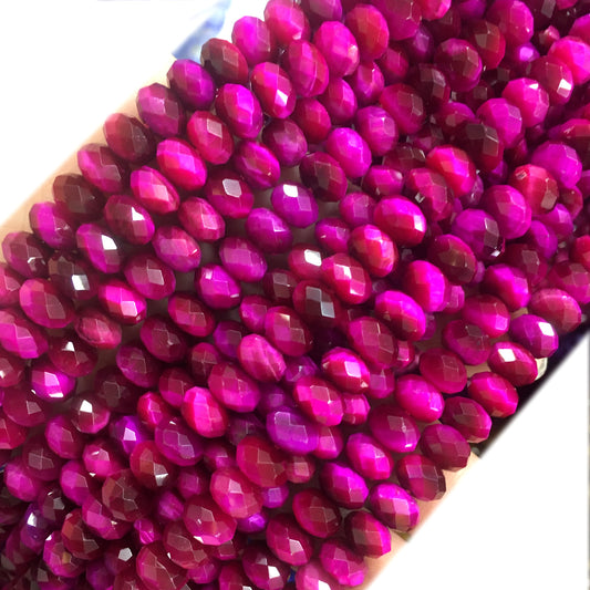 CTE221 Red Tiger Eye Beads Faceted Rondelle 4x6mm 15" Strand