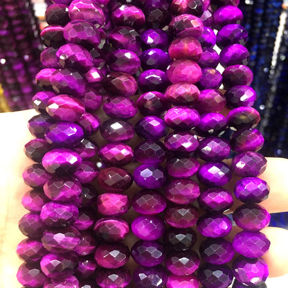 CTE228 Purple Tiger Eye Beads Faceted Rondelle 6x10mm 15" Strand