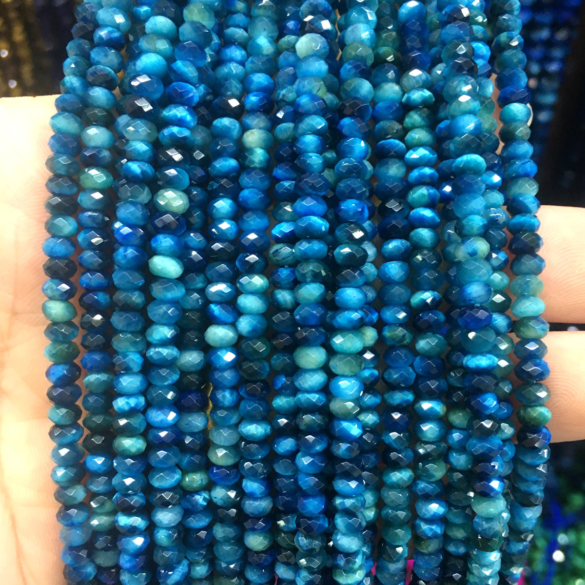 CTE230 Blue Tiger Eye Beads Faceted Rondelle 2x4mm 15" Strand