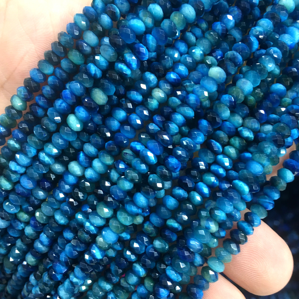 CTE230 Blue Tiger Eye Beads Faceted Rondelle 2x4mm 15" Strand