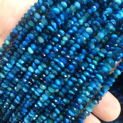 CTE230 Blue Tiger Eye Beads Faceted Rondelle 2x4mm 15" Strand