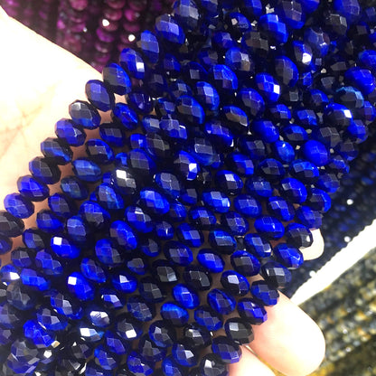 CTE237 Blue Tiger Eye Beads Faceted Rondelle 5x8mm 15" Strand