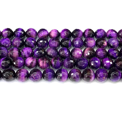 CTE372 Purple Tiger Eye Beads Faceted Round 10mm 15" Strand