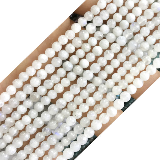 CTG03 White Moonstone Beads Smooth Round 4mm 15" Strand