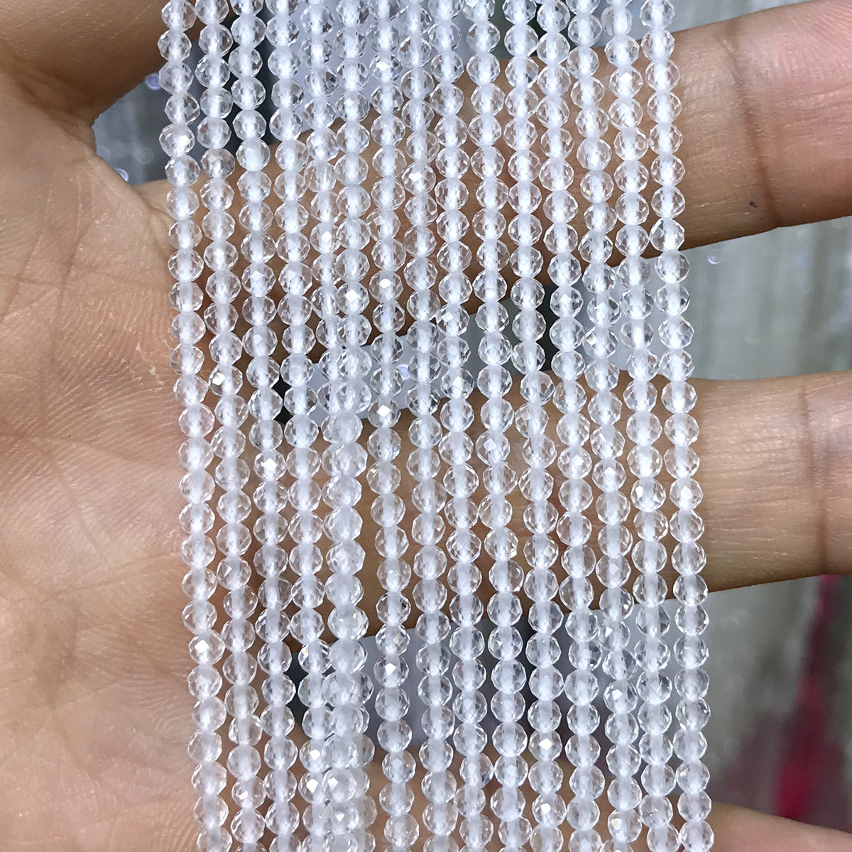 CTG100 Clear Quartz Beads Faceted Round 2mm 15" Strand