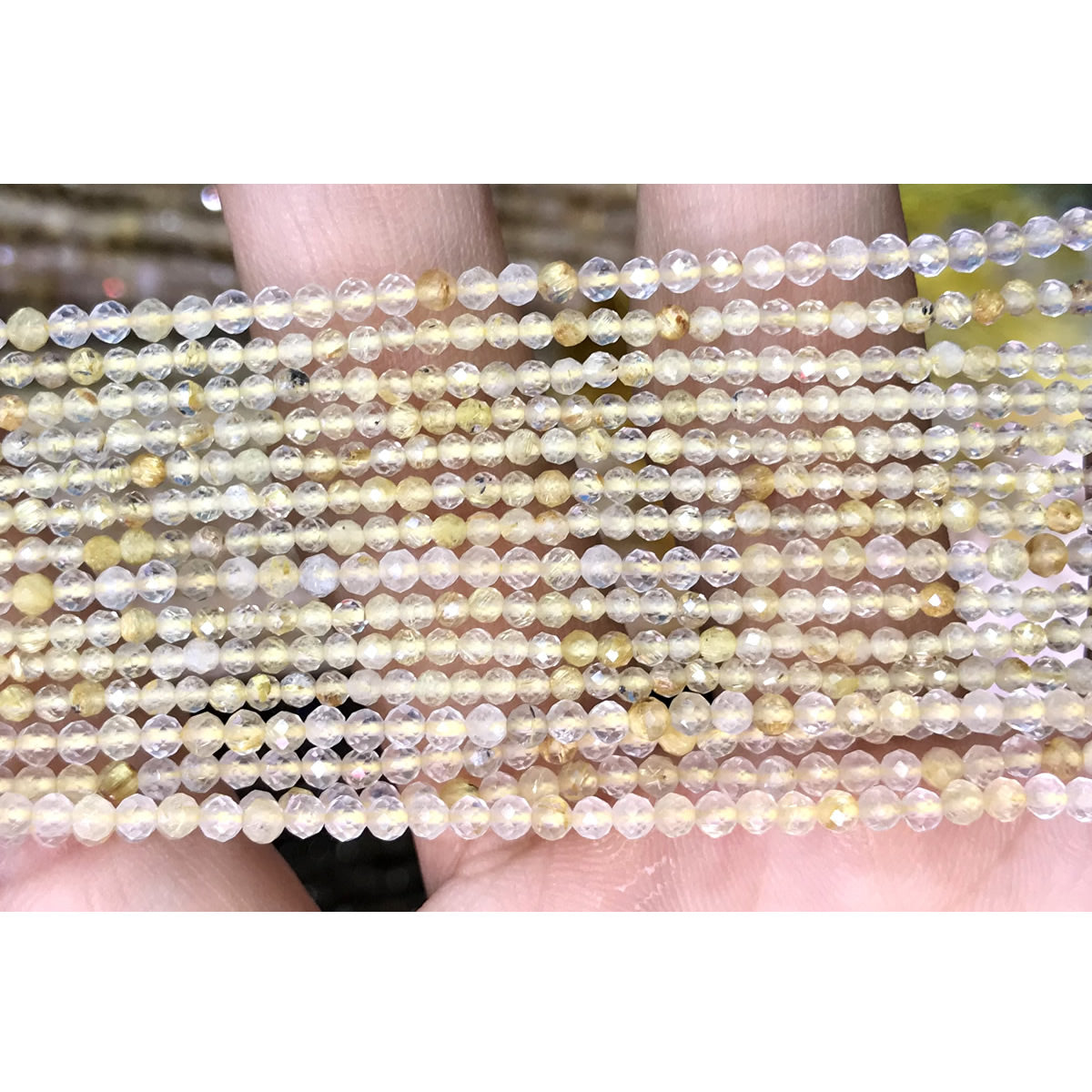 CTG109 Golden Rutilated Quartz Beads Faceted Round 2mm 15" Strand