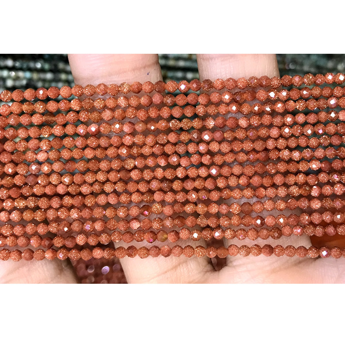 CTG133 Brown Goldstone Beads Faceted Round 2mm 15" Strand