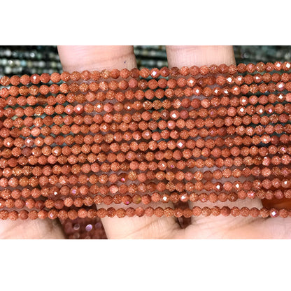 CTG133 Brown Goldstone Beads Faceted Round 2mm 15" Strand