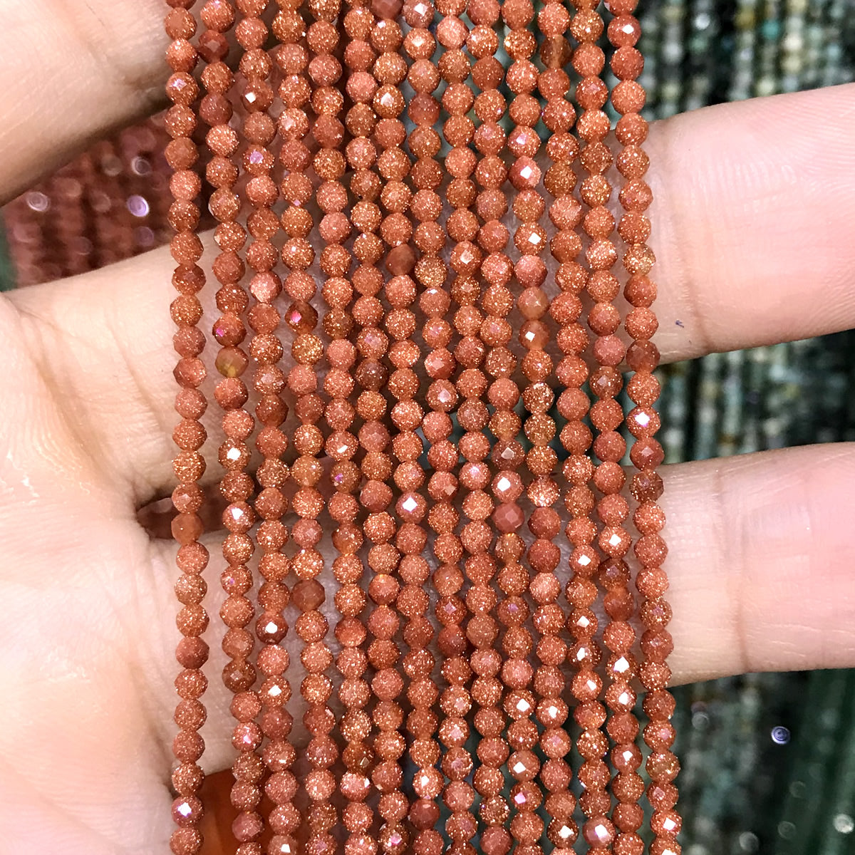 CTG133 Brown Goldstone Beads Faceted Round 2mm 15" Strand