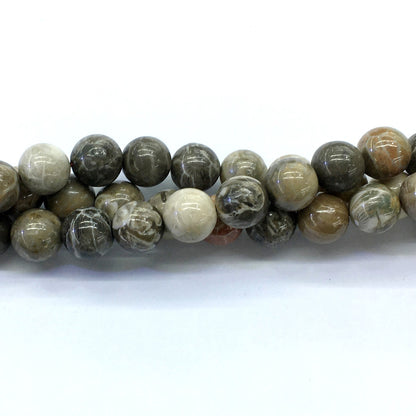 CAG115 Chrysanthemum Agate Beads Smooth Round 14mm 15.5" Strand
