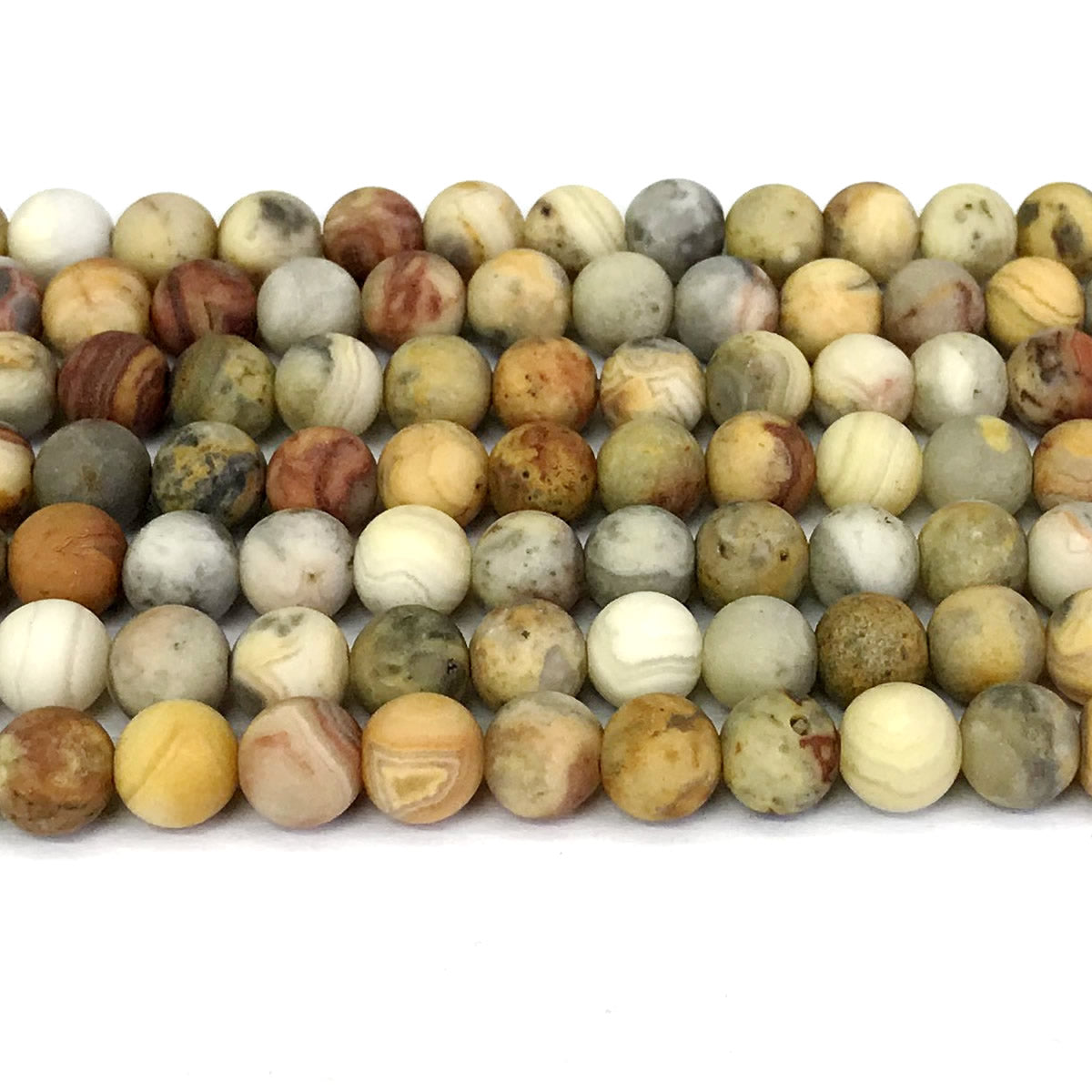 CAG161 Yellow Crazy Lace Agate Beads Matte Round 10mm 15" Strand