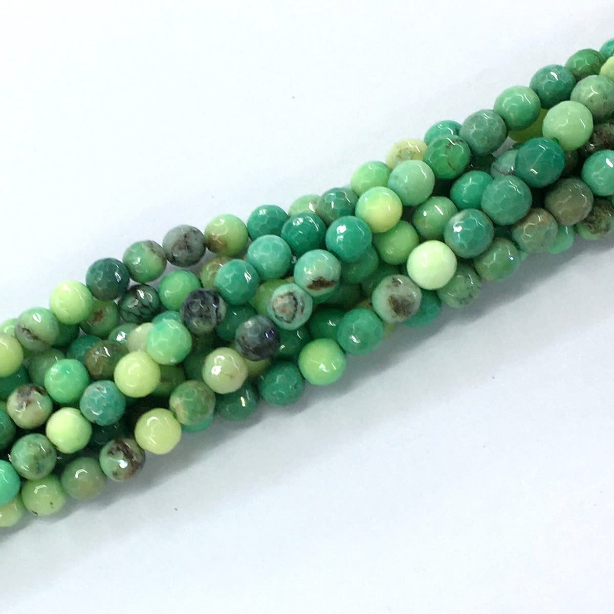 CAG88 Grass Agate Beads Faceted Round 6mm 15.5" Strand