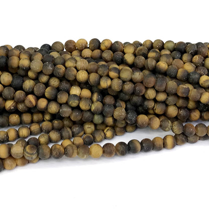 CTE08 Yellow Tiger Eye Beads Matte Round 4mm 15" Strand